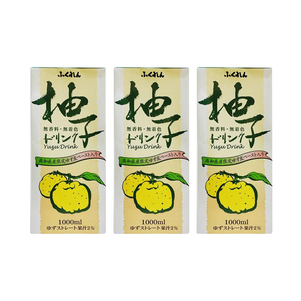 Combo 3 chai nước uống vị tắc Yuzu Drink Fukuren 1000ml