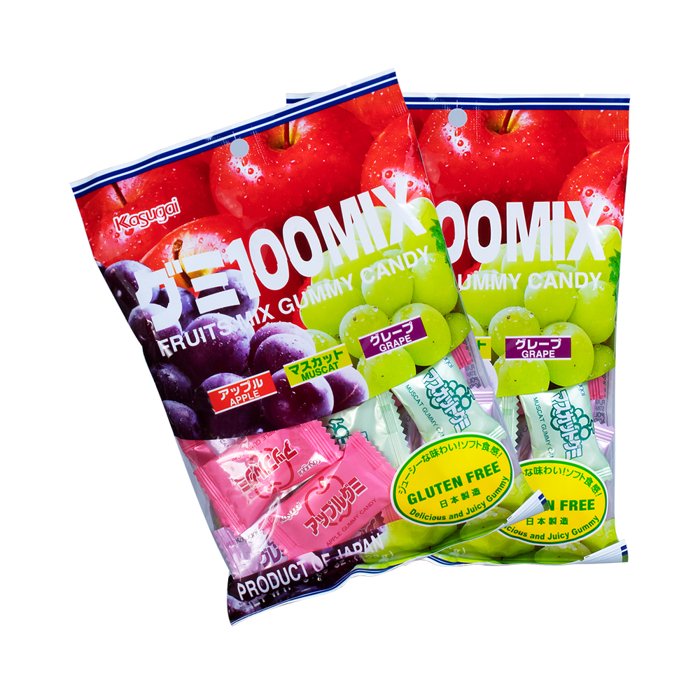 Combo 2 gói kẹo dẻo trái cây tổng hợp Kasugai (102g)