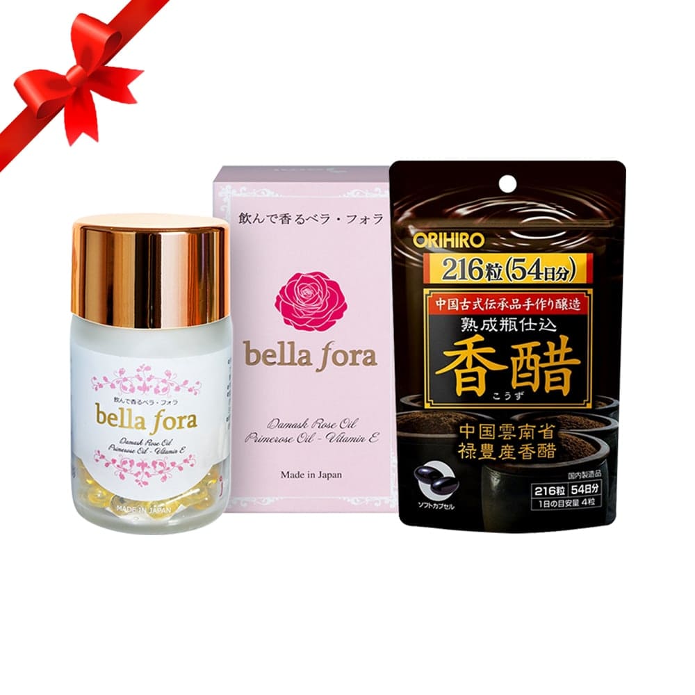 Bộ đôi lấy lại thanh xuân tuổi đôi mươi Bella Fora 35 viên và giấm đen Orihiro 216 viên
