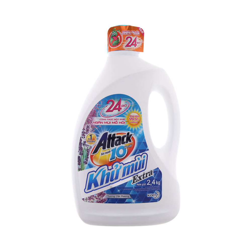 Nước giặt khử mùi hương oải hương Attack Extra 2.4kg