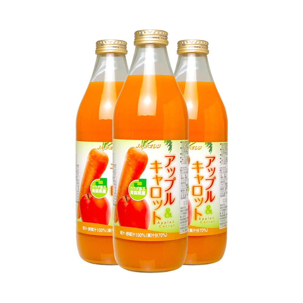 Combo 3 chai nước ép hỗn hợp cà rốt và táo 100% Ja Aoren 1L