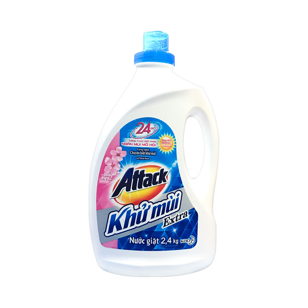 Nước giặt khử mùi hương anh đào Attack Extra 2.4kg