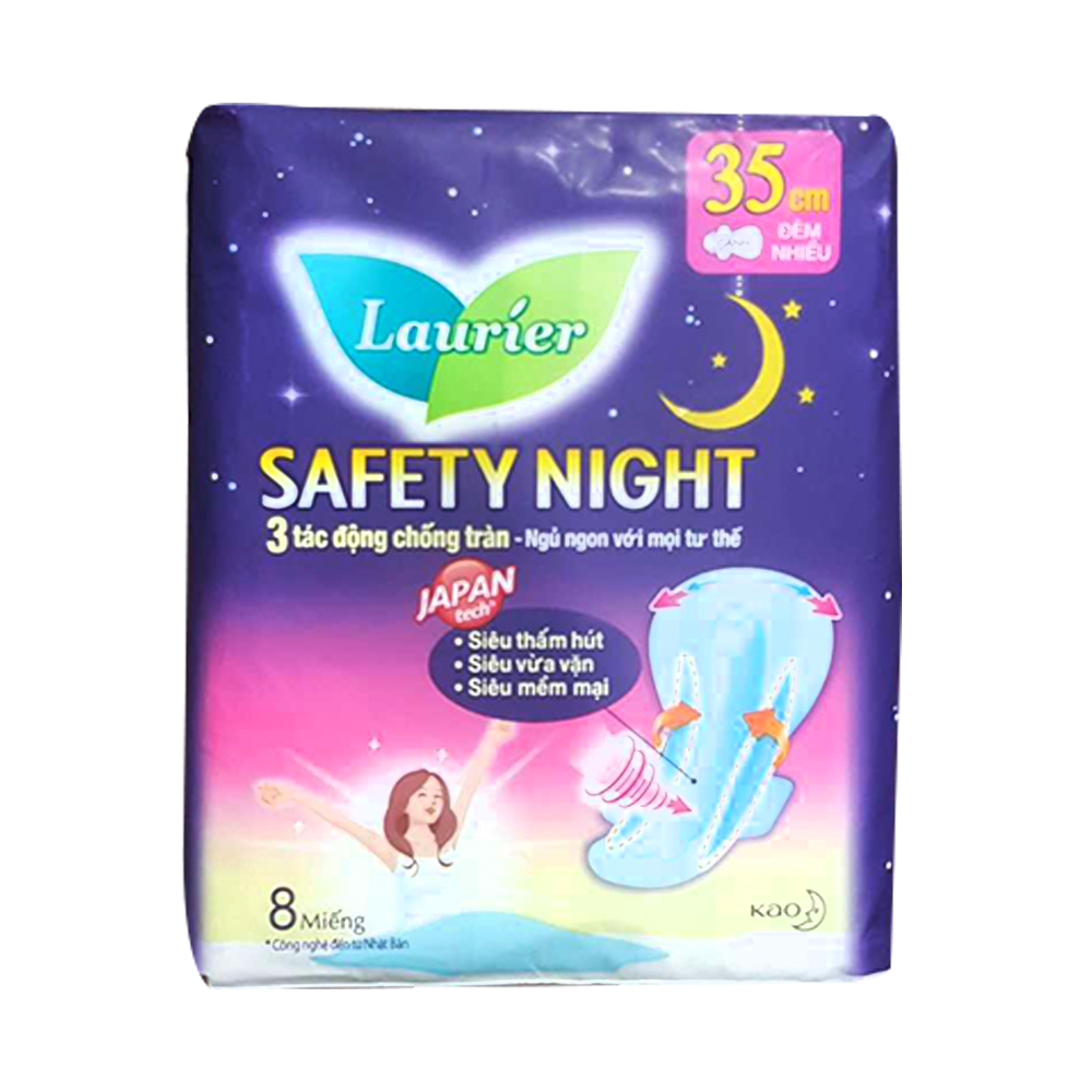 Băng vệ sinh ban đêm siêu bảo vệ Laurier Fresh và Free 35cm 8 miếng