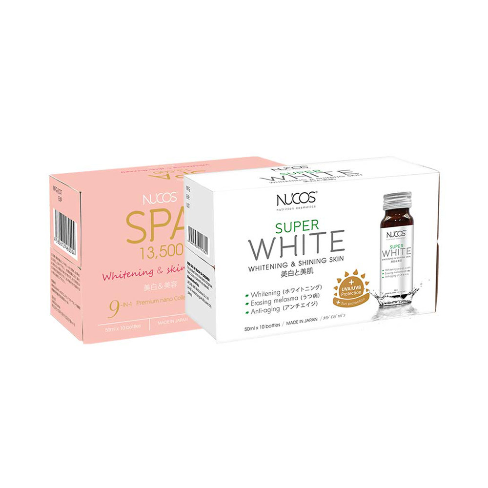 Bộ đôi da sáng hồng, mờ thâm nám Nucos Collagen & Super White