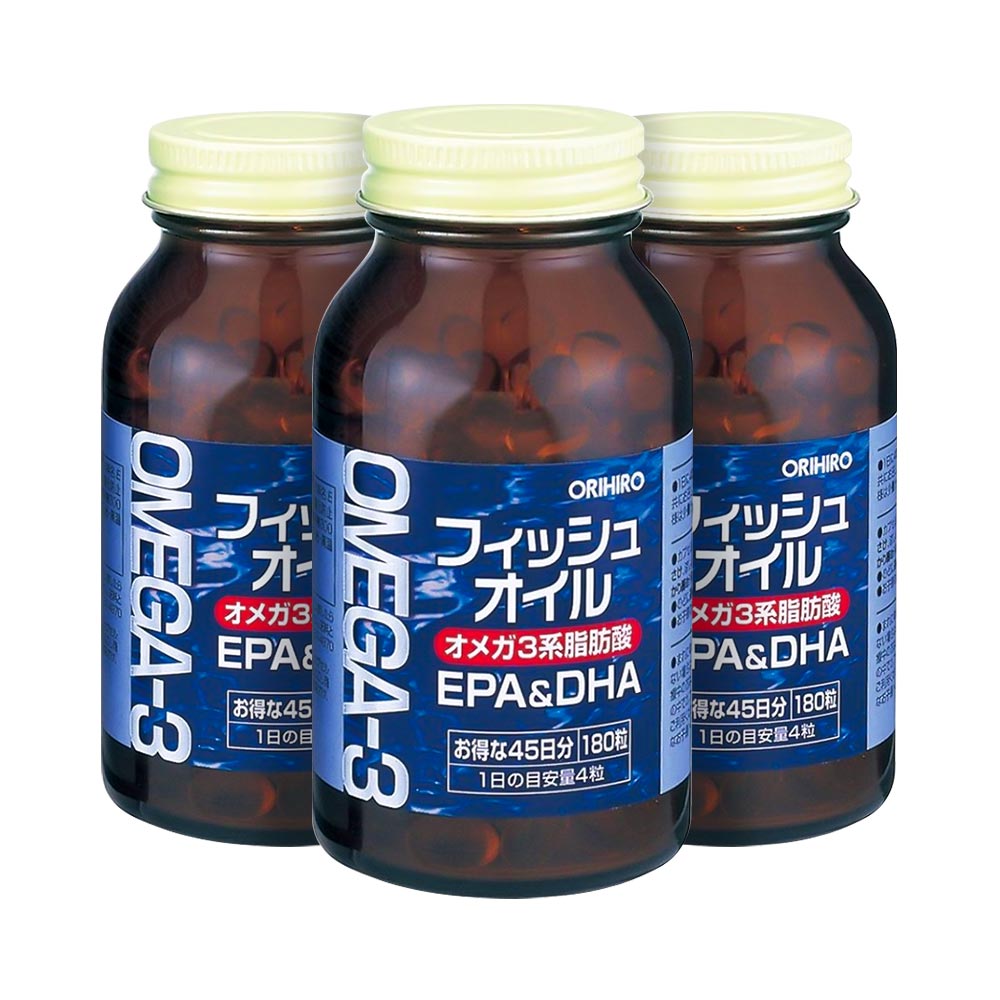 Combo 3 hộp viên uống bổ mắt Omega-3 Orihiro 180 viên (Chính hãng) Date 09/25