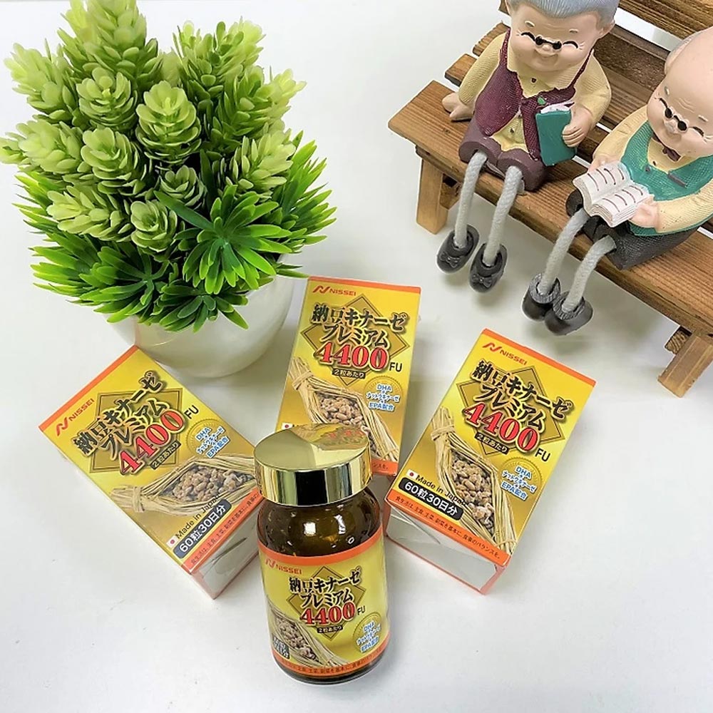 Viên uống phòng ngừa đột quỵ Nissei Nattokinase Premium 4400FU Nhật Bản 60 viên