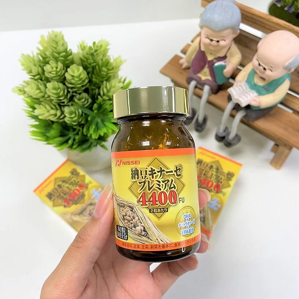 Viên uống phòng ngừa đột quỵ Nissei Nattokinase Premium 4400FU Nhật Bản 60 viên