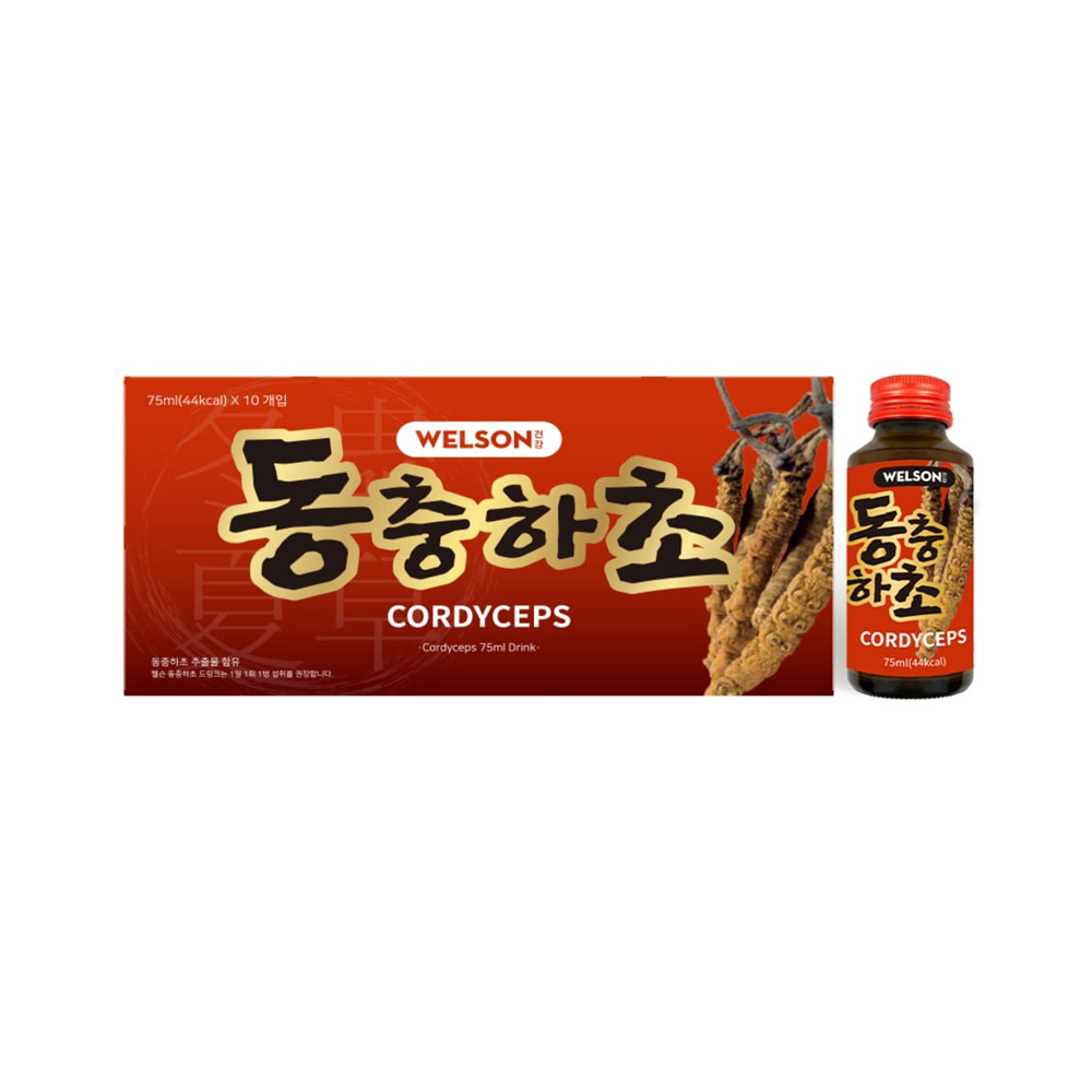 Hộp 10 Chai nước uống đông trùng hạ thảo Welson Cordyceps 75ml 