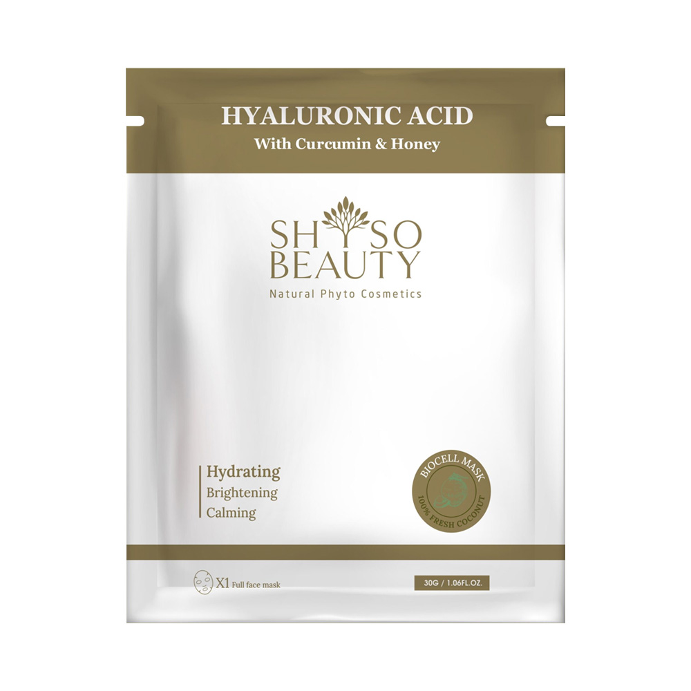 Mặt nạ sinh học tinh dầu nghệ và mật ong NPC Shsobeauty Biocell Mask Hyaluronic Acid With Curcumin & Honey 30g (Hộp 5 miếng)