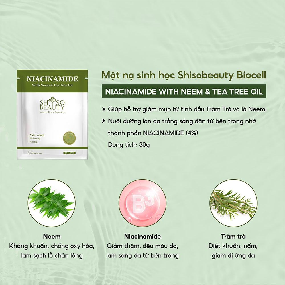 Mặt nạ sinh học tinh dầu nghệ và mật ong NPC Shsobeauty Biocell Mask Hyaluronic Acid With Curcumin & Honey 30g (Hộp 5 miếng)