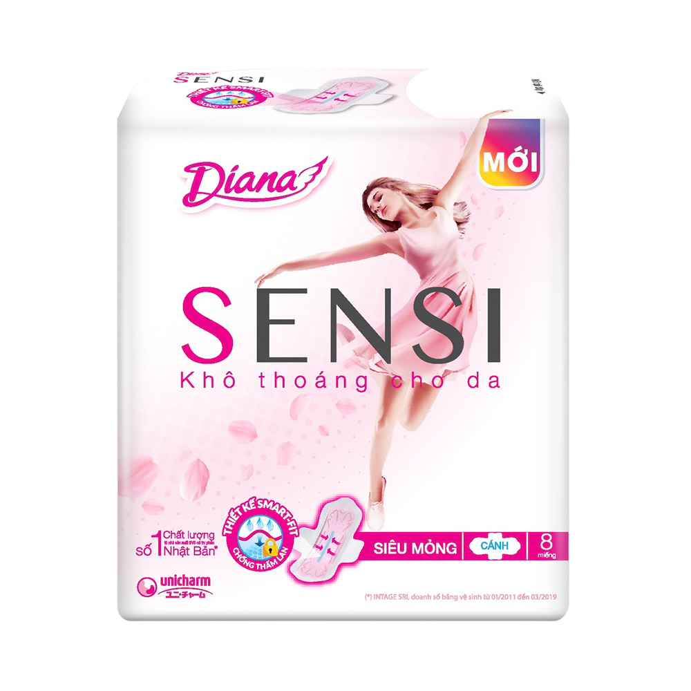 Băng Vệ Sinh Diana Sensi Siêu Mỏng Gói 8 Miếng Sensi 23cm