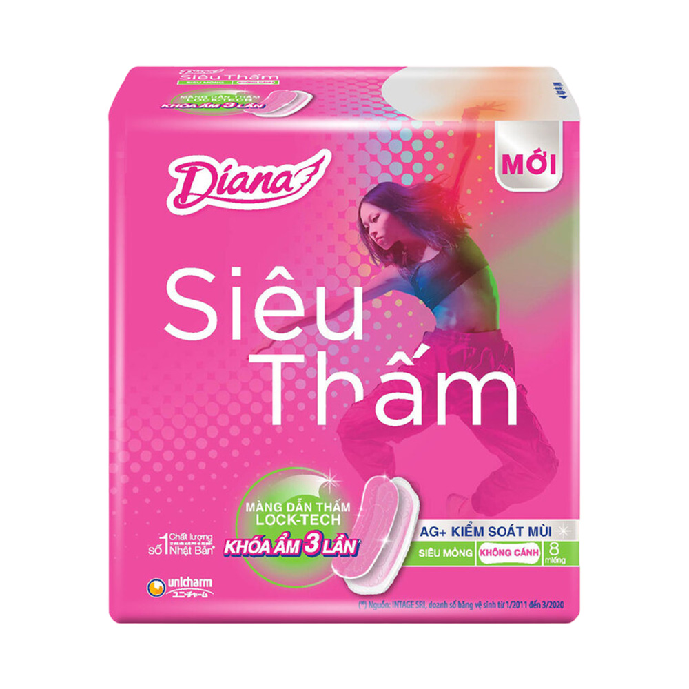 Băng Vệ Sinh Diana Siêu thấm siêu mỏng 8 miếng 