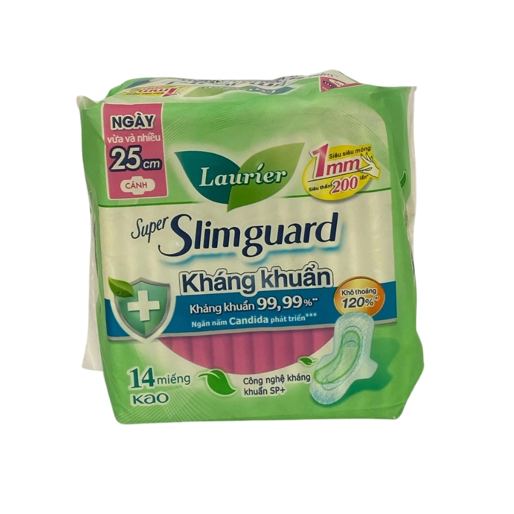 Băng Vệ Sinh Laurier Siêu Mỏng Cánh Kháng Khuẩn Super Slimguard 