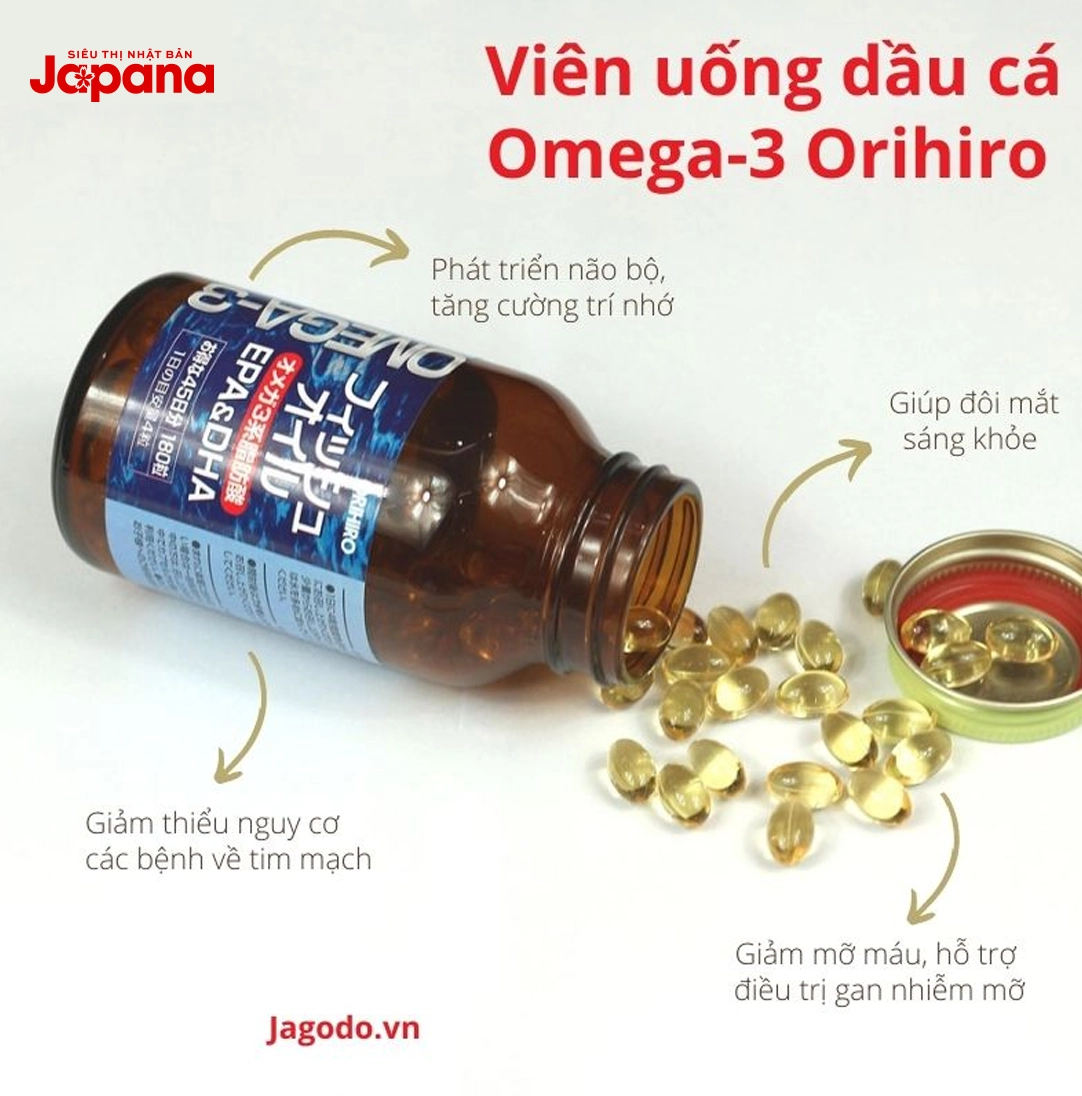 Viên uống bổ mắt Omega-3 Orihiro 180 viên (Chính hãng)