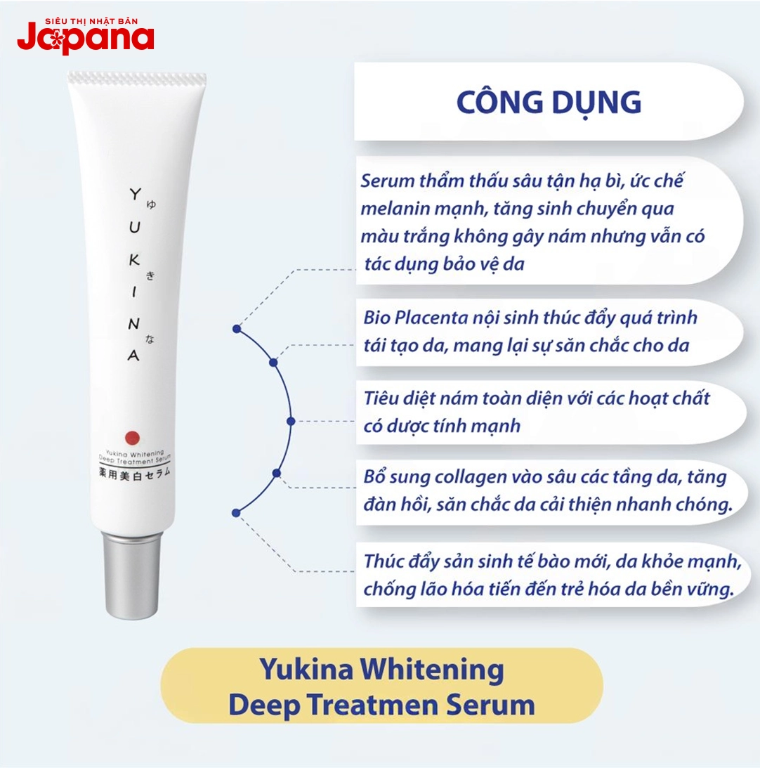 Tinh chất hỗ trợ giảm nám, tàn nhang Yukina Whitening Deep Treatment Serum 50g