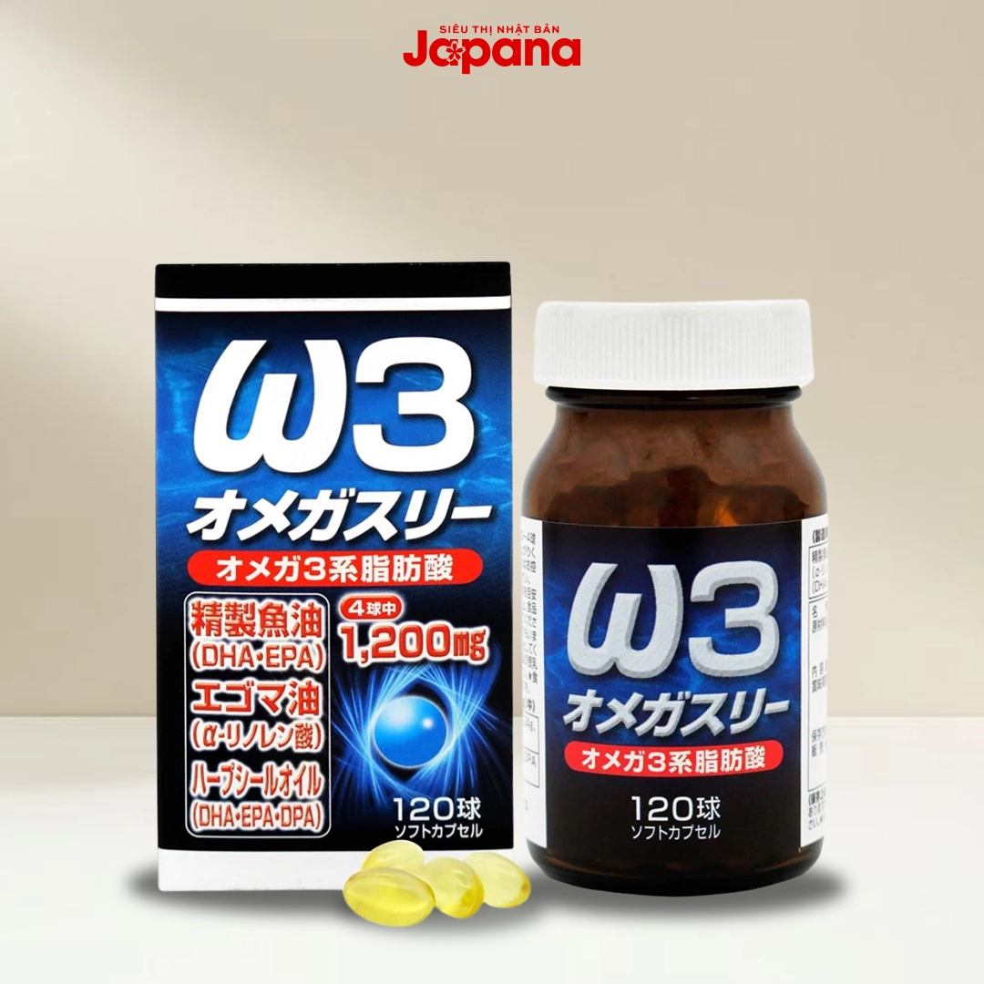 Viên uống bổ mắt, tăng cường trí não DHA&EPA Omega W3 Yuki 120 viên