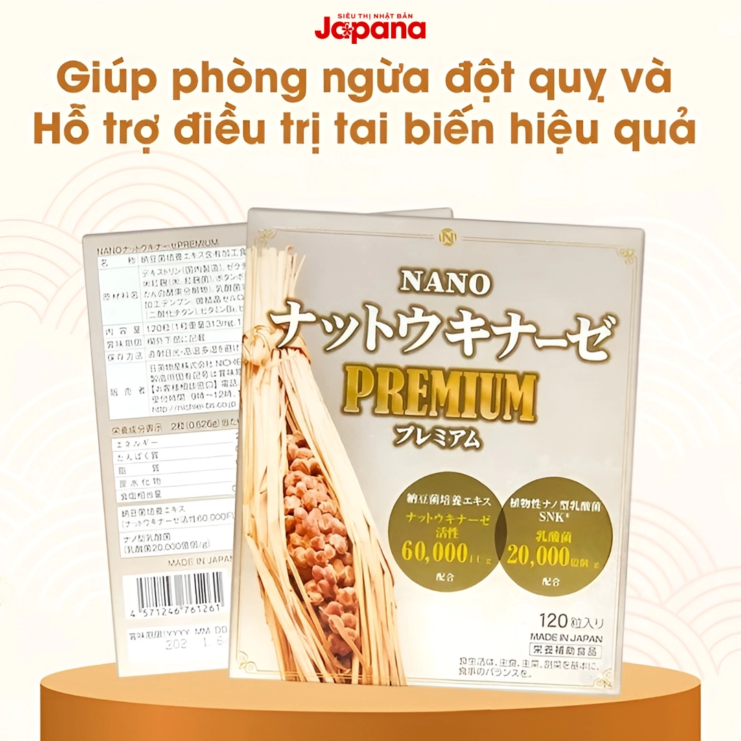 Viên uống phòng ngừa đột quỵ, tai biến Nattokinase Nano Premium 120 viên