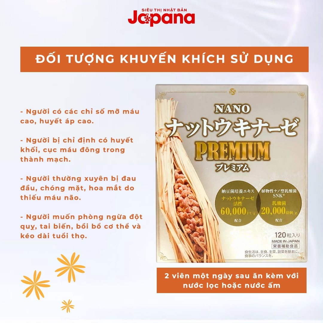 Viên uống phòng ngừa đột quỵ, tai biến Nattokinase Nano Premium 120 viên