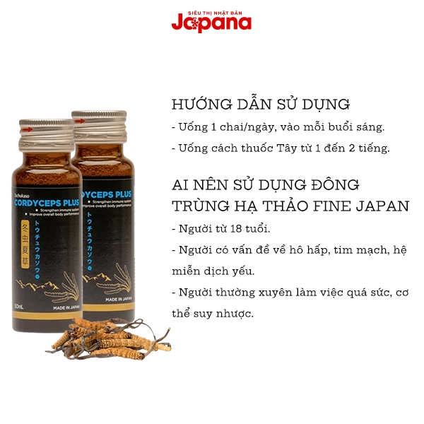 Nước uống đông trùng hạ thảo Fine Japan Cordyceps Plus (Hộp 10 chai x 50ml)