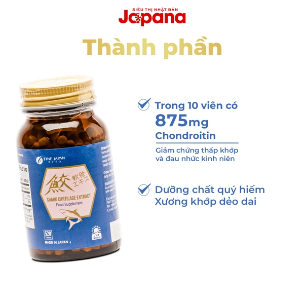 Viên uống bổ xương khớp Fine Japan Shark Cartilage 520 viên