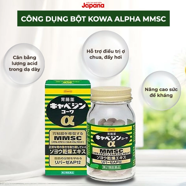 Bột uống hỗ trợ dạ dày Kowa Alpha MMSC 56 gói