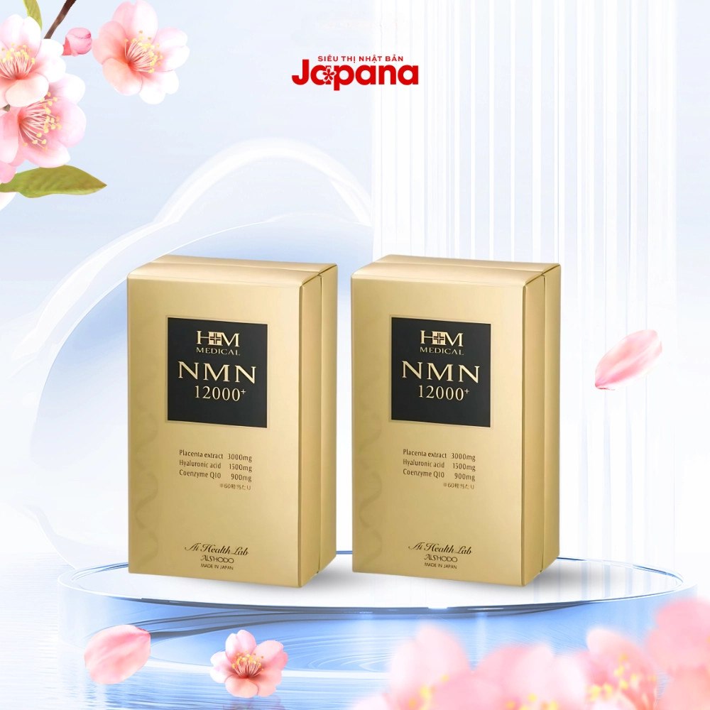 Combo 2 Viên Uống Trẻ Hóa HM Medical NMN 12000+ Ai Health Lab Aishodo 380mg Hộp 60 viên