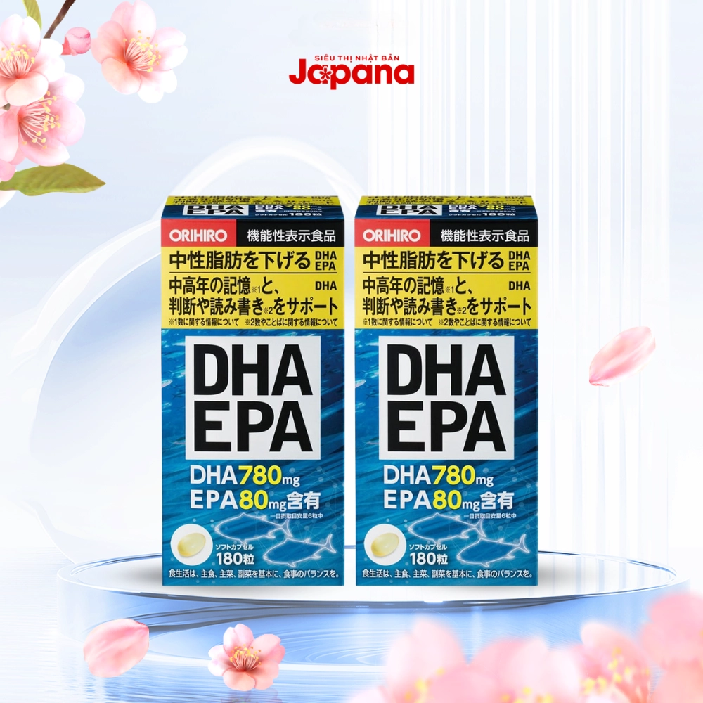 Combo 2 Viên uống bổ não Orihiro DHA EPA Nhật Bản 180 viên