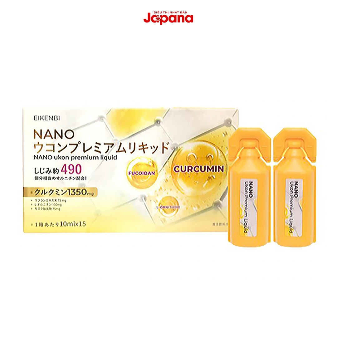 Nước uống tinh chất nghệ Eikenbi Nano Ukon Premium Liquid 15 ống x 10ml