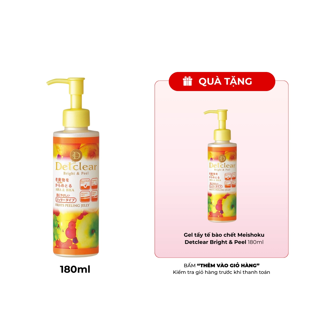 Gel tẩy tế bào chết Meishoku Detclear Bright & Peel 180ml (Hương trái cây)