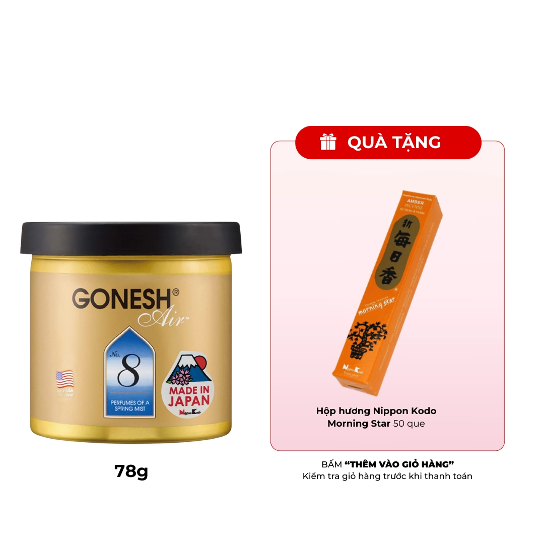 Gel thơm cho xe ô tô Nippon Kodo Gonesh Air No.8 78g (Hương hoa quả mọng)