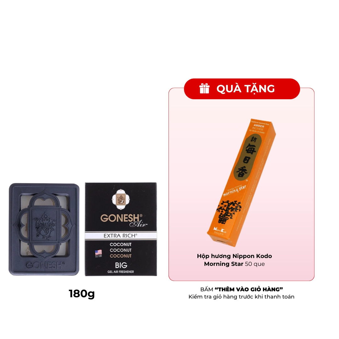 Gel thơm dùng trong ô tô dạng lớn Nippon Kodo Gonesh Air 180g (Hương dừa)