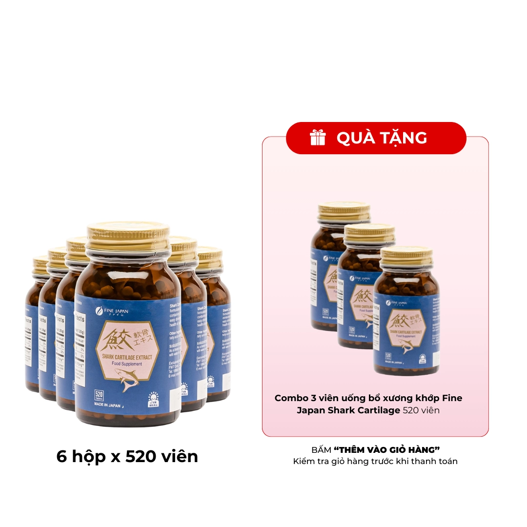 Combo 6 hộp Viên uống bổ xương khớp Fine Japan Shark Cartilage 520 viên