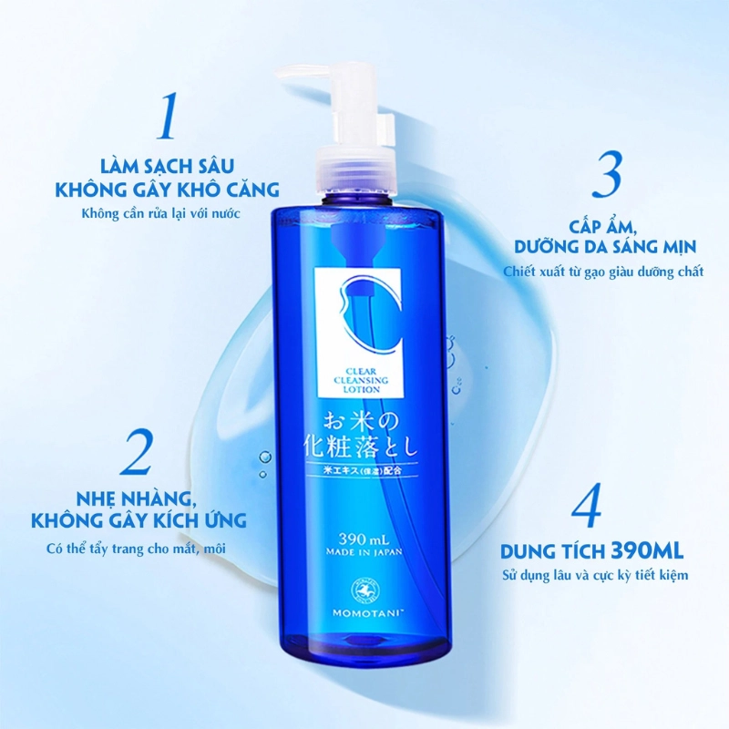 Nước tẩy trang Momotani White Moisture Clear Cleansing Lotion 390ml