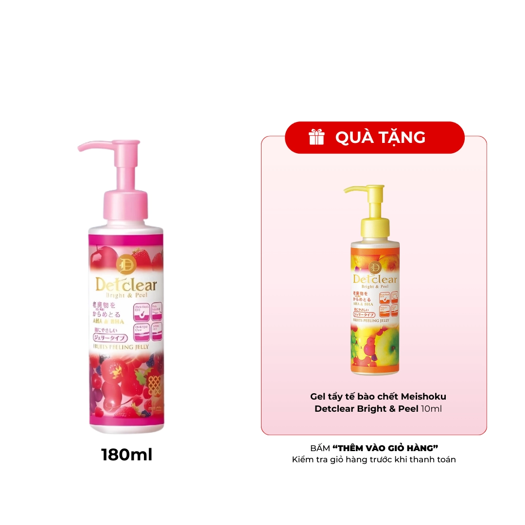 Gel tẩy tế bào chết Meishoku Detclear Bright & Peel 180ml (Hương dâu)