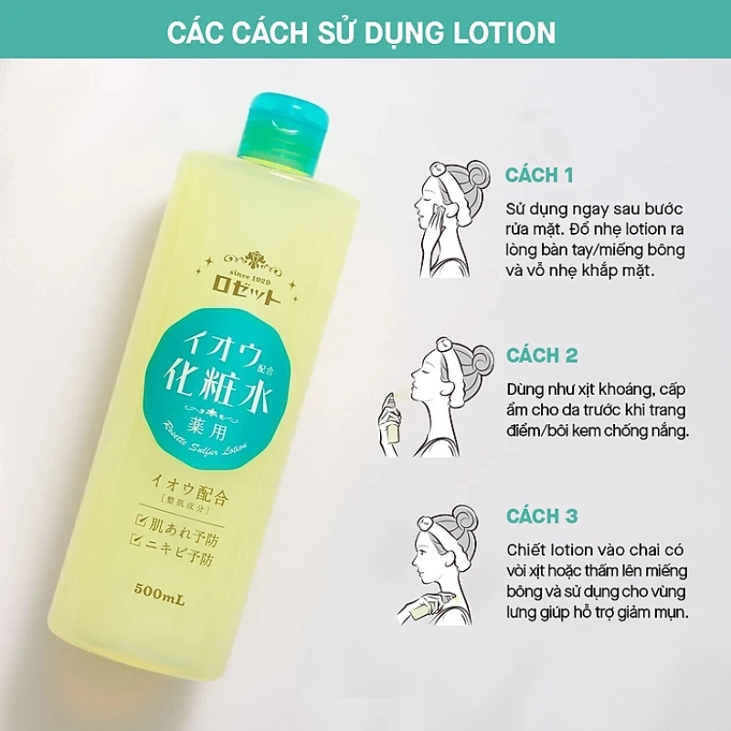Nước Cân Bằng Dưỡng Ẩm Và Làm Dịu Da Rosette Sulfur Skin Lotion 500ml