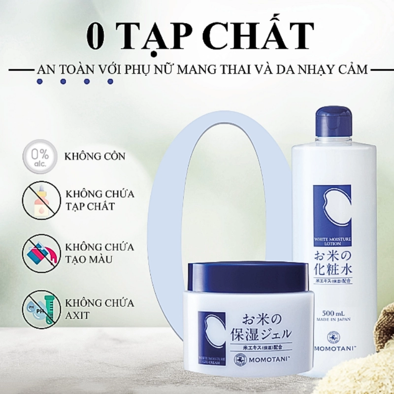 Nước hoa hồng dưỡng trắng Momotani White Moisture Lotion 500ml