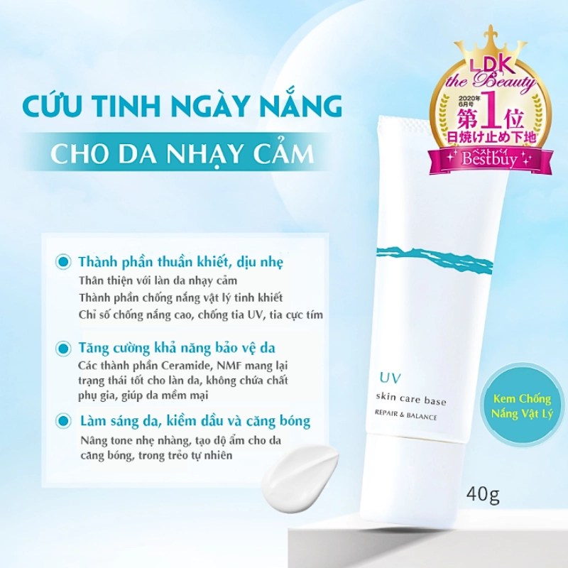 Kem chống nắng cho da nhạy cảm Meishoku Repair & Balance SPF49/PA+++ 40g