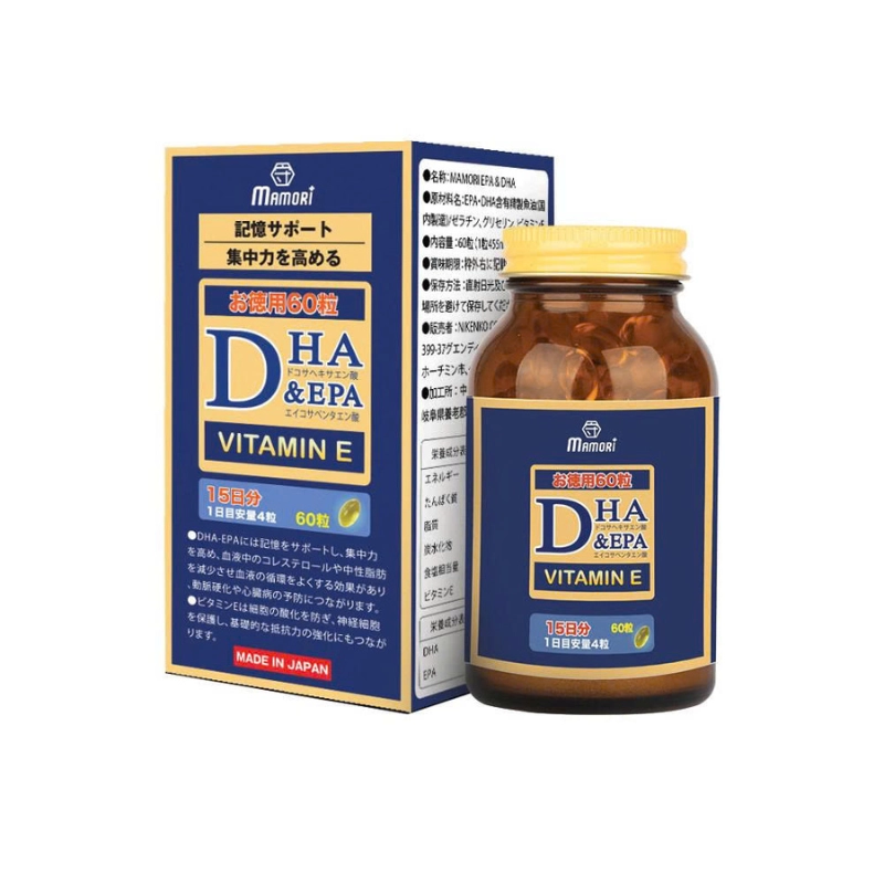 Viên uống hỗ trợ Trí não Mamori DHA&EPA 60 viên