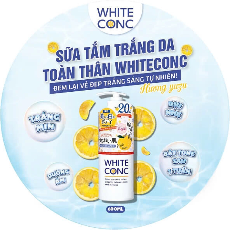 Sữa tắm trắng sáng da toàn thân WHITE CONC - HƯƠNG YUZU 600ml (phiên bản mùa đông)