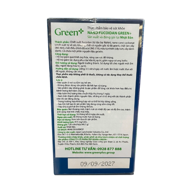 Viên uống Nano Fucoidan Green+ 120 viên