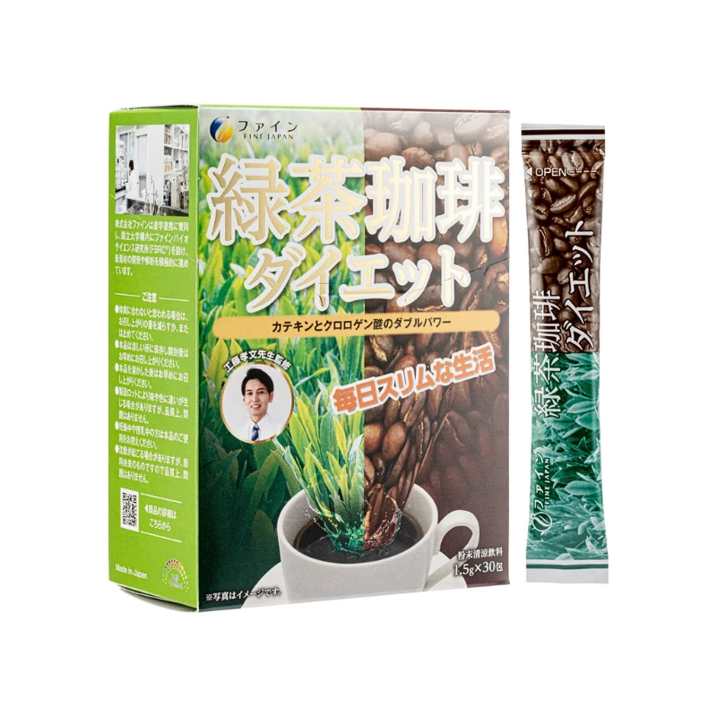 Trà Xanh Cà Phê Giảm Cân Green tea & Diet Coffee Fine Japan - 30 gói