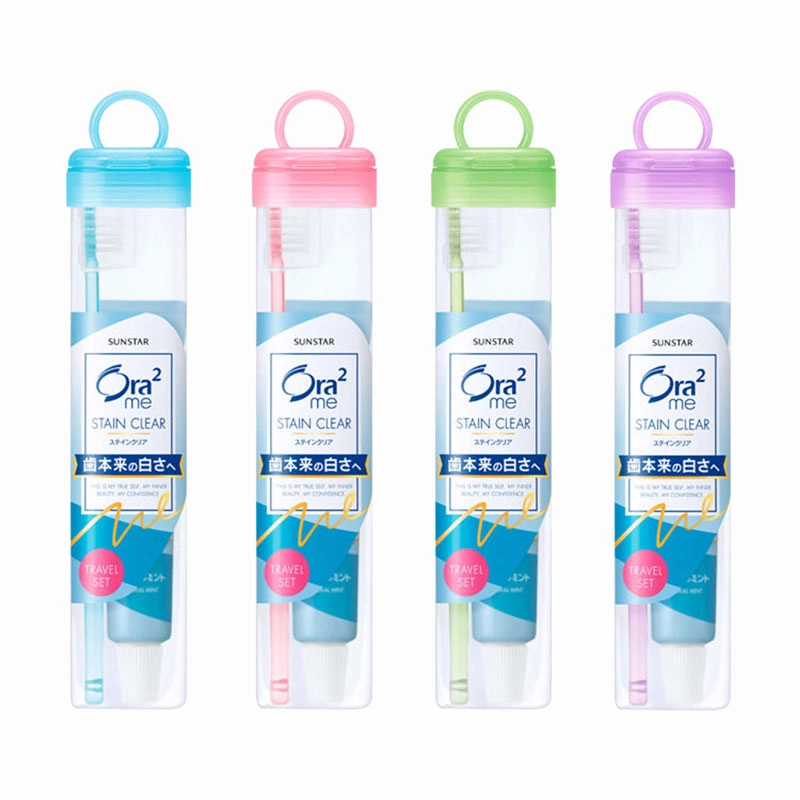 Set vệ sinh răng miệng du lịch, văn phòng Sunstar Ora2 gồm bàn chải đánh răng và kem đánh răng 