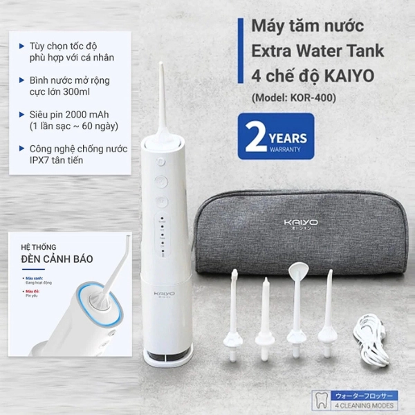 Máy tăm nước Extra Water tank 4 chế độ Kaiyo màu trắng