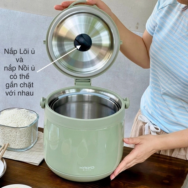 Nồi ủ chân không Kaiyo màu xanh mint-green dung tích 4,5L