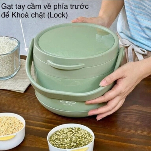 Nồi ủ chân không Kaiyo màu xanh-mint green, dung tích 3,0 lít