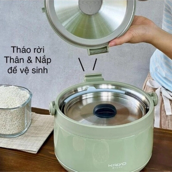 Nồi ủ chân không Kaiyo màu xanh-mint green, dung tích 3,0 lít