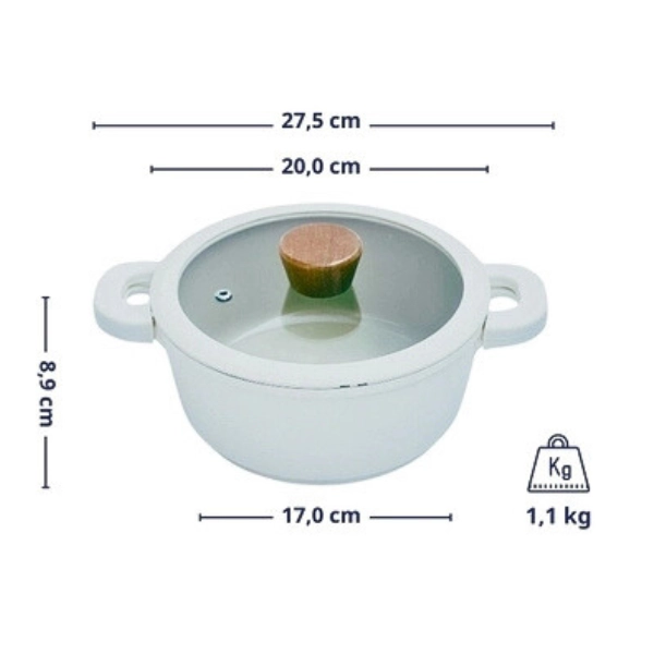 Nồi nhôm đúc đáy từ nguyên khối Elegant Kaiyo, 20cm