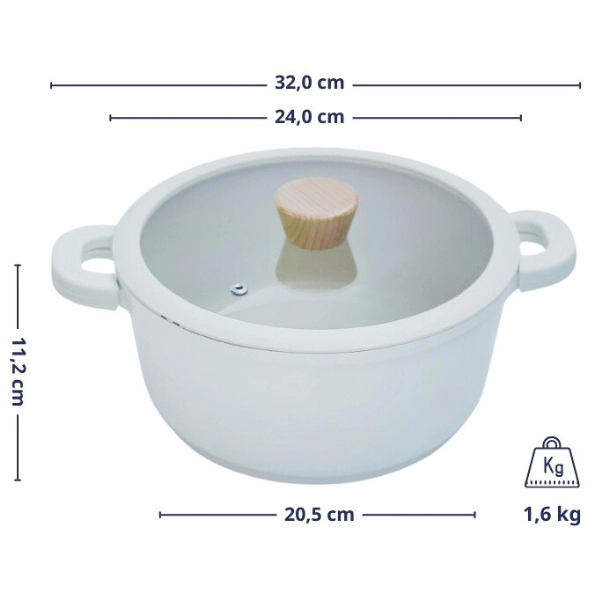 Nồi nhôm đúc đáy từ nguyên khối Elegant Kaiyo, 24cm