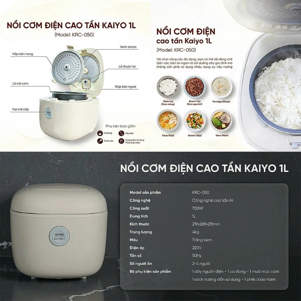 Nồi cơm điện cao tần IH Kaiyo 1L