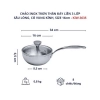 Chảo đúc Inox 3 lớp đáy liền sây lòng Tri-ply có vung kính Kaiyo